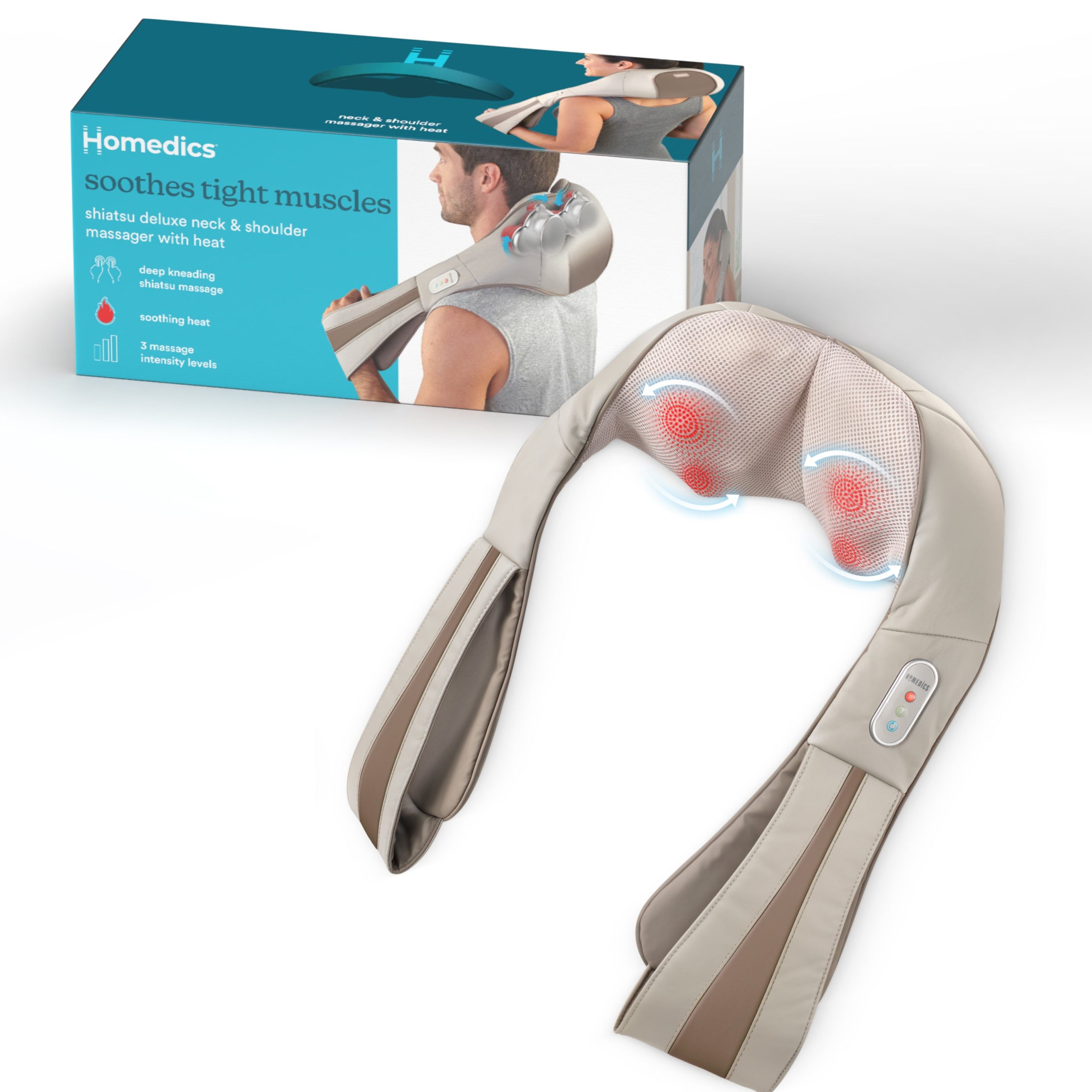 Quad Action Shiatsu Kneading Neck & Shoulder Massager With Heat - Image 2